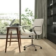 thumbnail image 1 of Emma + Oliver Modern Taupe Faux Leather Upholstered Mid-Back Home Office Chair with Arms and 5 Star Brushed Chrome Base, 1 of 12