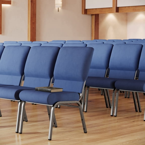 Emma + Oliver Navy Church Chair 20.5 in. Wide