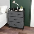 thumbnail image 1 of Emma + Oliver Nightstand with 4 Charcoal Fabric Drawers, Charging Station with 2 USB Ports/Power Outlet, Black Engineered Wood Top, Wood Handles, Metal Frame, 1 of 12