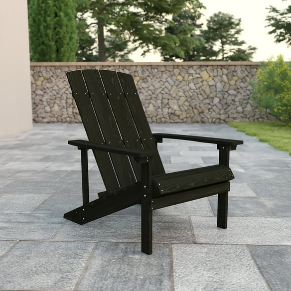Emma + Oliver Outdoor Slate Gray All-Weather Poly Resin Wood Adirondack Chair