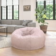 thumbnail image 1 of Emma + Oliver Oversized Blush Furry Refillable Bean Bag Chair for All Ages, 1 of 9
