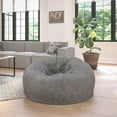 thumbnail image 1 of Emma + Oliver Oversized Gray Furry Refillable Bean Bag Chair for All Ages, 1 of 9