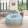 thumbnail image 1 of Emma + Oliver Oversized Teal Furry Refillable Bean Bag Chair for All Ages, 1 of 9