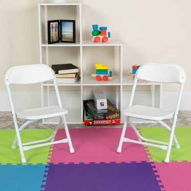 Emma + Oliver Plastic Kids Folding Chairs for Pre-K - Kindergarten, Set of 10, White