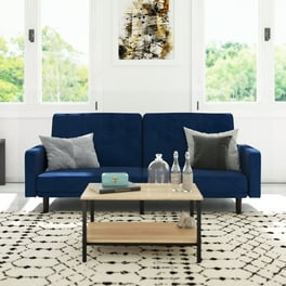 Sofamania modern plush tufted linen fabric splitback sleeper futon discount