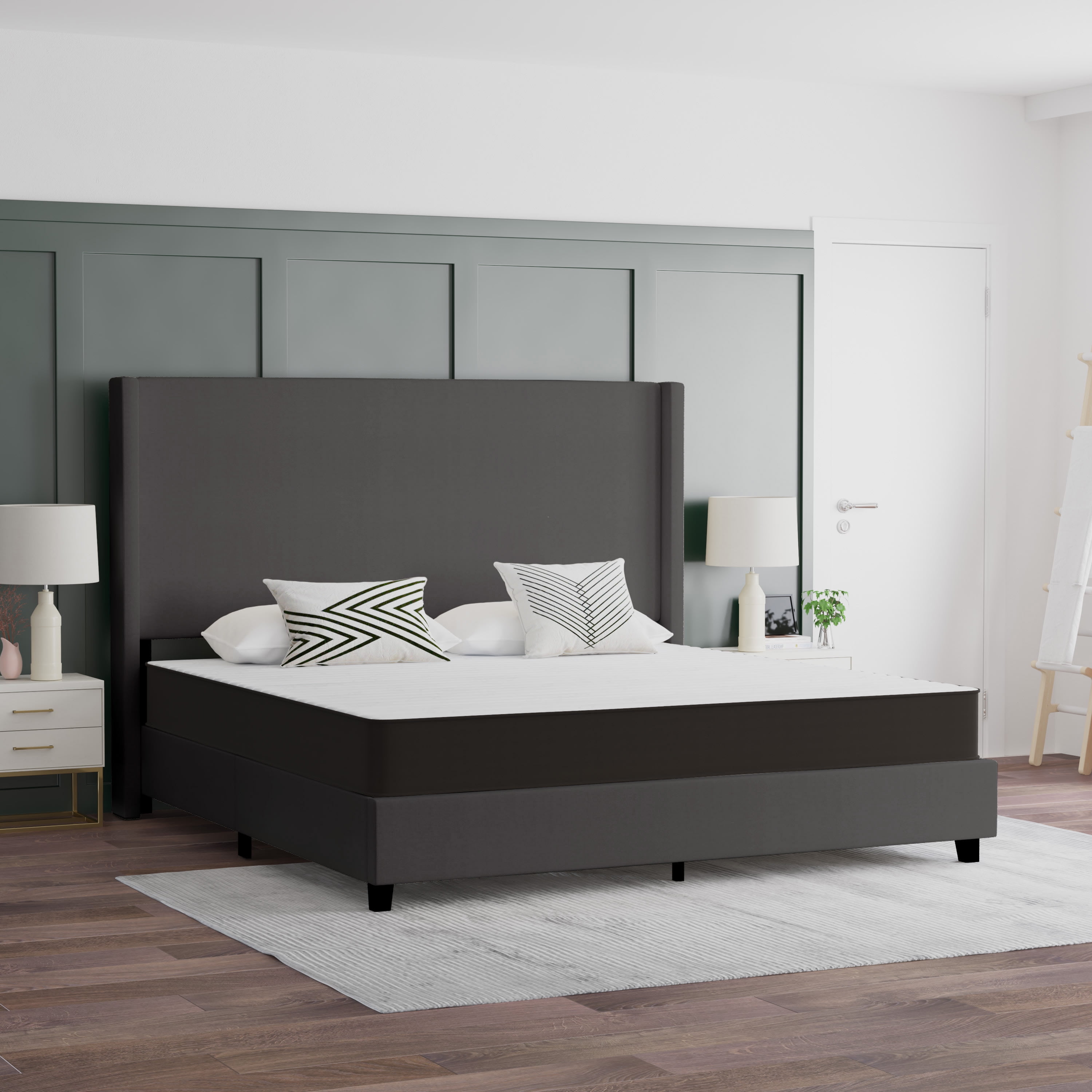Emma + Oliver Premium Comfort 8" King Size Medium Firm Hybrid Innerspring Mattress in a Box with Knitted Fabric Top and CertiPUR-US Certified Foam