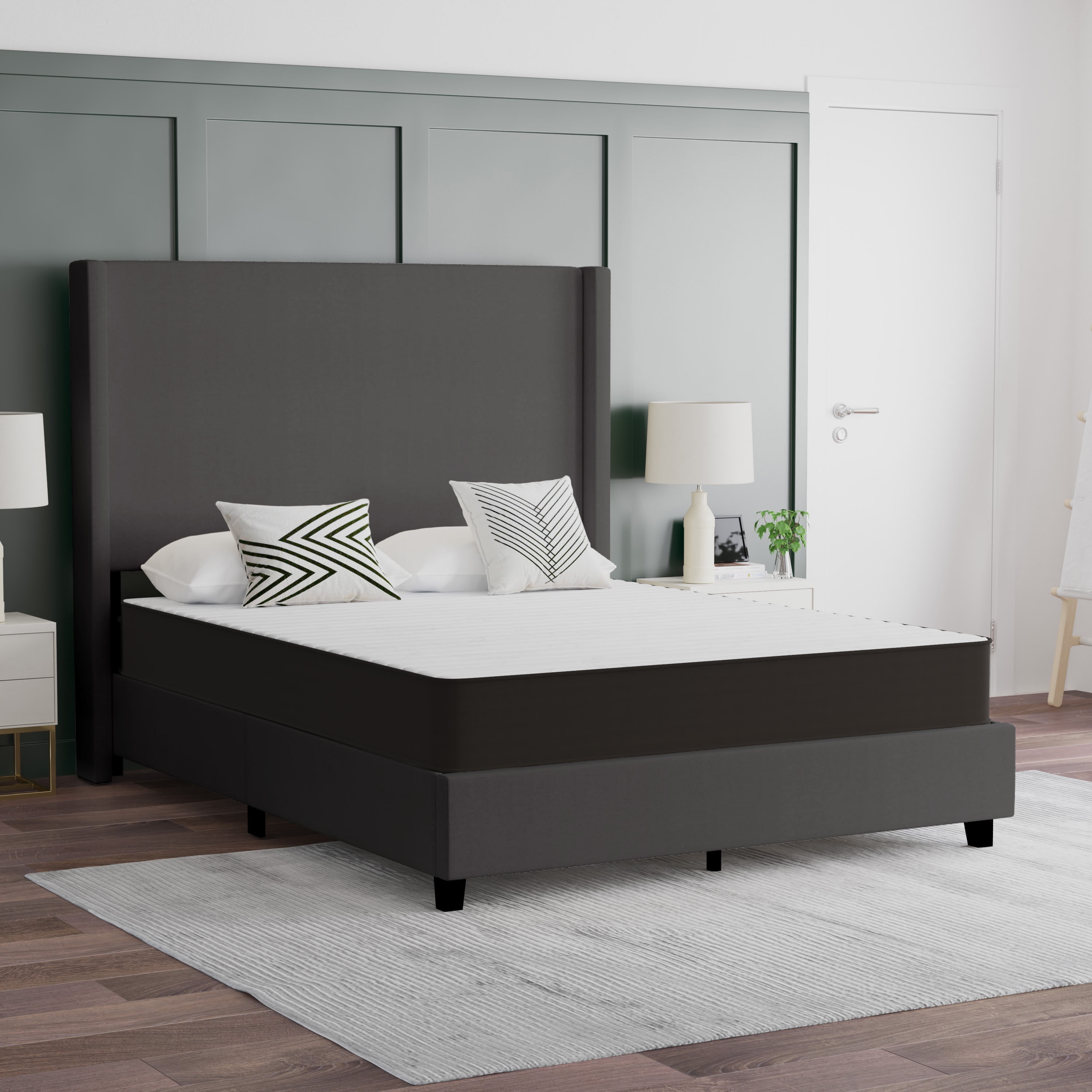 Emma + Oliver Premium Comfort 8" Queen Size Medium Firm Hybrid Innerspring Mattress in a Box with Knitted Fabric Top and CertiPUR-US Certified Foam