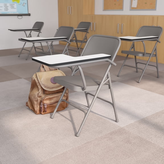 Emma + Oliver Premium Steel Folding Left Handed Tablet Arm Chair