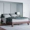 thumbnail image 1 of Emma + Oliver Queen Sized Wooden Platform Bed with Walnut Finish and Wooden Support Slats; No Box Spring or Foundation Required, 1 of 11