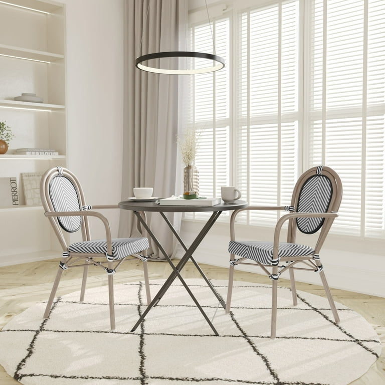 Set of Two White Metal Indoor Outdoor Dining Chairs Set of Two White Metal Indoor Outdoor Dining Chairs