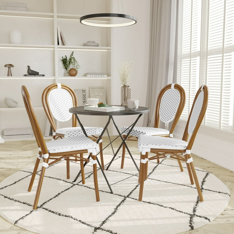 Set of Two White Metal Indoor Outdoor Dining Chairs Set of Two White Metal Indoor Outdoor Dining Chairs