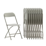 Emma + Oliver Set of 10 Beige Stackable Folding Plastic Chairs - 650 LB Weight Capacity