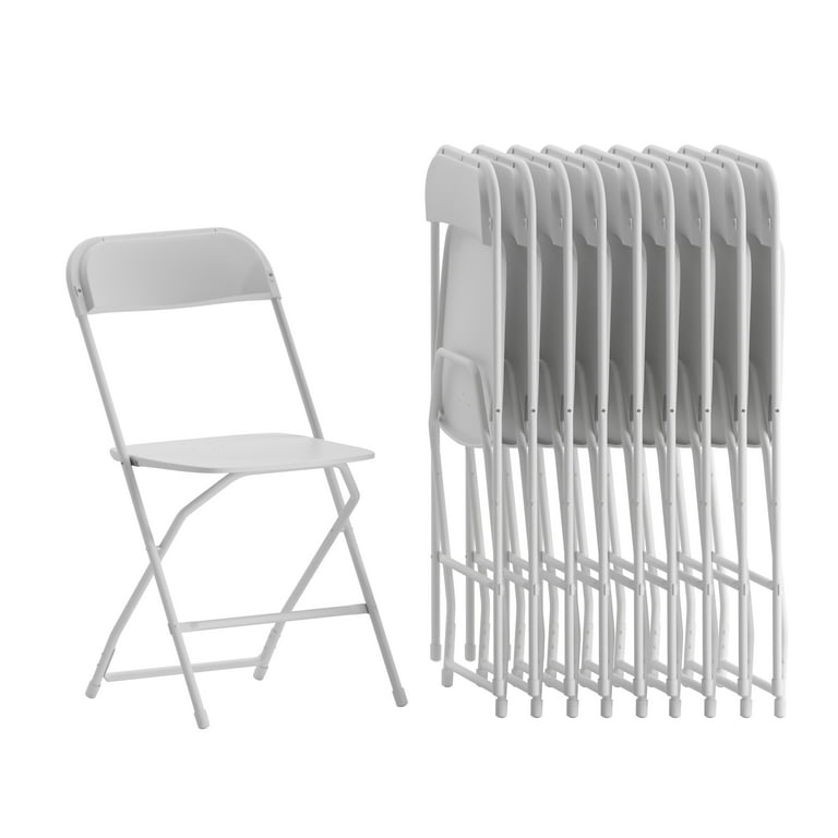 Emma Oliver Set of 10 White Stackable Folding Plastic Chairs 650 LB Weight Capacity