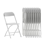 Emma + Oliver Set of 10 White Stackable Folding Plastic Chairs - 650 LB Weight Capacity
