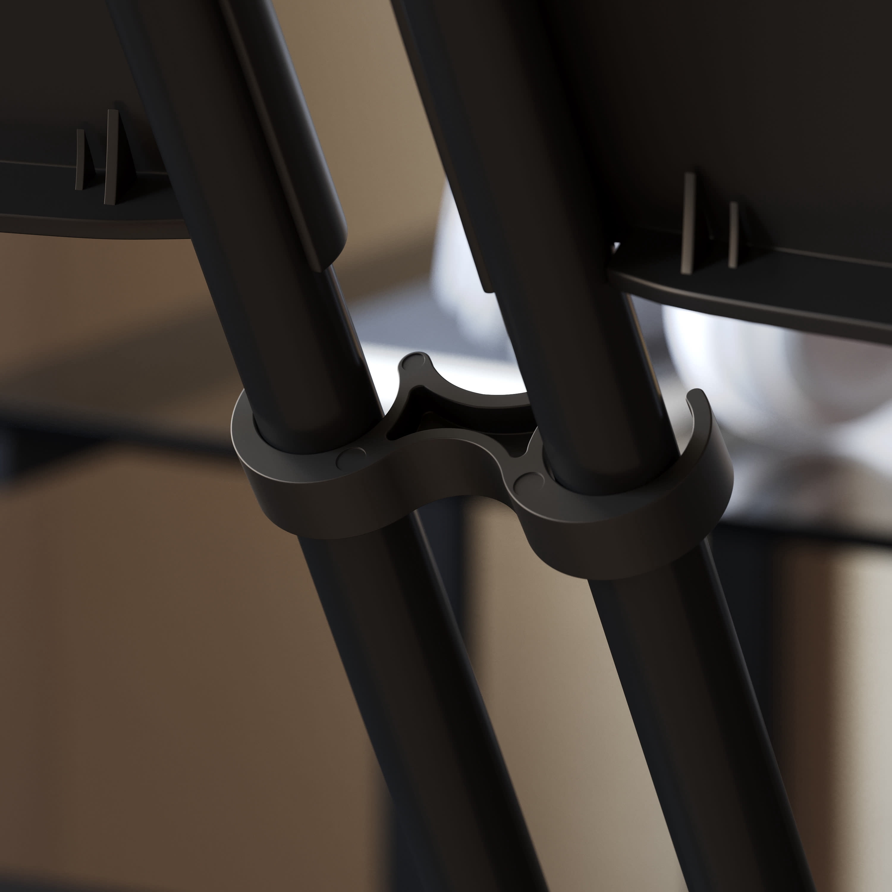 Emma + Oliver Set of 2 Black Wide Plastic Ganging Clips for Extra Wide Chairs
