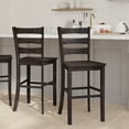 thumbnail image 1 of Emma + Oliver Set of 2 Classic Wood Bar Height Dining Stool in Gray Wash with Walnut Finished Seat and Ladderback Design, 1 of 12