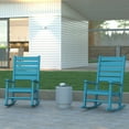 thumbnail image 1 of Emma + Oliver Set of 2 Contemporary Rocking Chairs, All-Weather HDPE Indoor/Outdoor Rockers in Blue, 1 of 12