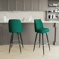 thumbnail image 1 of Emma + Oliver Set of 2 Green Bar Stools with Metal Frames, Vinyl Upholstered Swivel Bucket Seats, and Footrests, 1 of 11