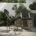 thumbnail image 1 of Emma + Oliver Set of 2 Indoor/Outdoor Bistro 26" High Counter Height Stools, Commercial Grade, Black and Bamboo Finish, 1 of 12