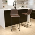 thumbnail image 1 of Emma + Oliver Set of 2 Kitchen Bar Height Stool - 30 Inch Dark Brown LeatherSoft Barstool, 1 of 15