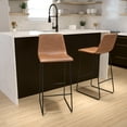 thumbnail image 1 of Emma + Oliver Set of 2 Kitchen Bar Height Stool - 30 Inch Light Brown LeatherSoft Barstool, 1 of 14