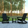 thumbnail image 1 of Emma + Oliver Set of 2 Modern All-Weather Black Poly Resin Adirondack Rocking Chairs with Matching Side Table for Outdoor Use, 1 of 11