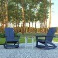 thumbnail image 1 of Emma + Oliver Set of 2 Modern All-Weather Navy Poly Resin Adirondack Rocking Chairs with Complimentary White Side Table for Outdoor Use, 1 of 11