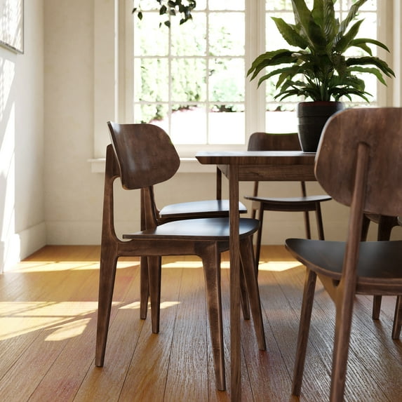 Emma + Oliver Set of 2 Solid Wood Dining Chairs with Curved Oval Backrests in Antique Copper