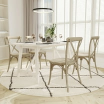 Emma Oliver Set of 2 Weather-Resistant Wood Look Stackable Resin Cross Back Chairs for Indoor/Outdoor Use in Light Oak