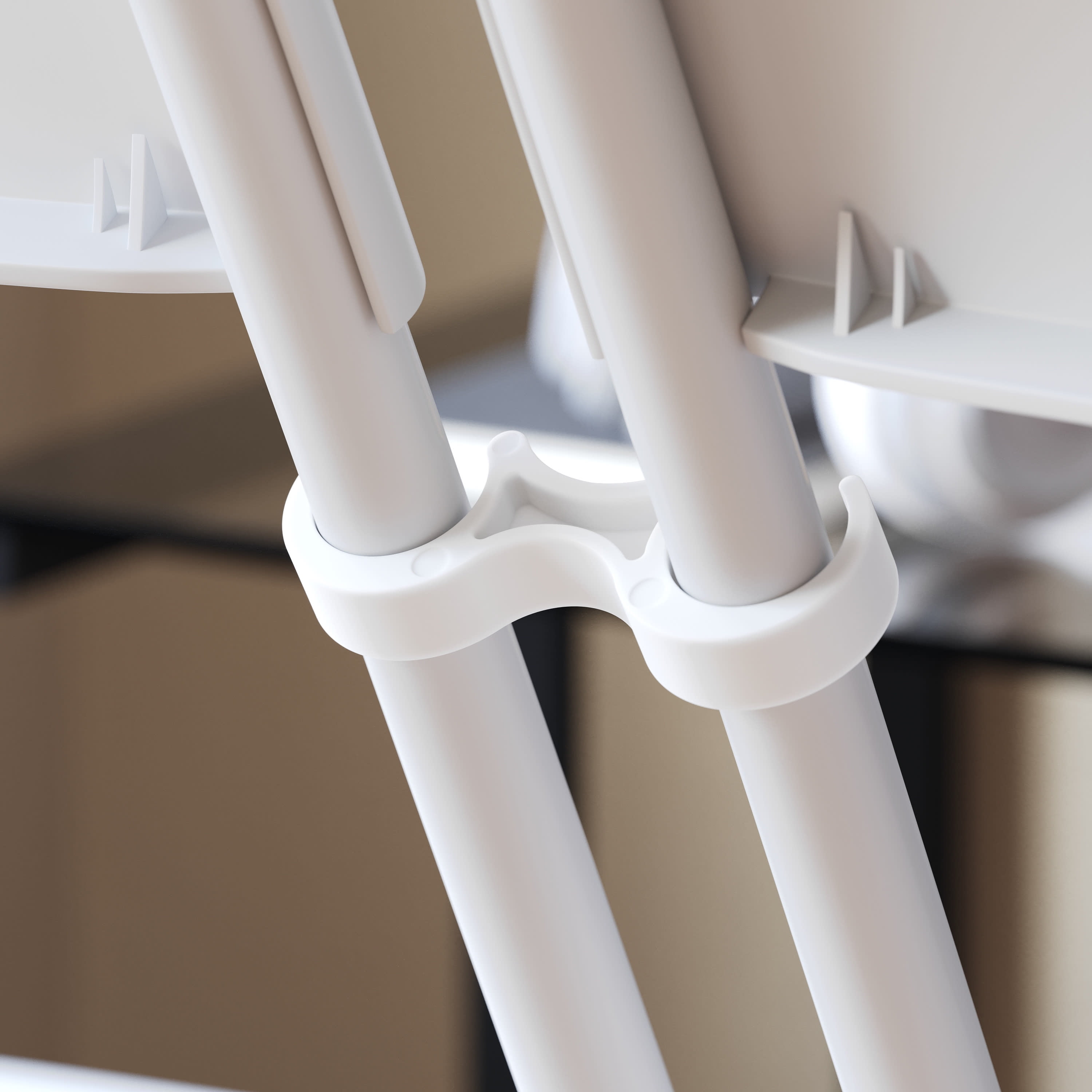 Emma + Oliver Set of 2 White Wide Plastic Ganging Clips for Extra Wide Chairs