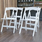 Emma + Oliver Set of 4 White 1000 lb Weight Capacity Indoor/Outdoor Resin Folding Chairs