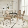 thumbnail image 1 of Emma + Oliver Set of Four Indoor/Outdoor Stacking Thonet Bistro Style Chairs with Arms, Natural & White PE Rattan Seat and Lt Nat Bamboo Metal Frame, 1 of 16