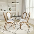 thumbnail image 1 of Emma + Oliver Set of Four Indoor/Outdoor Stacking Thonet Bistro Style Chairs with White & Gray PE Rattan Seat and Natural Bamboo Finished Metal Frame, 1 of 2