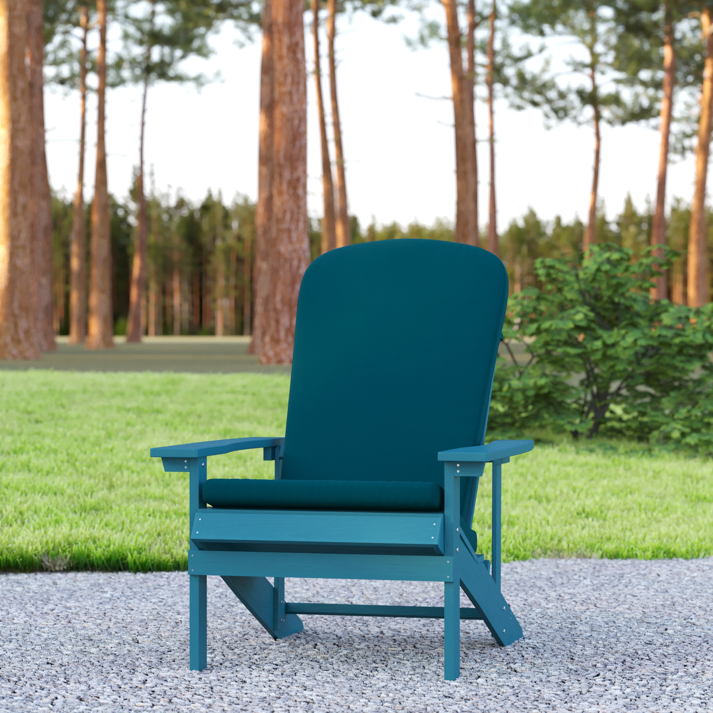 Emma Oliver Set of Two All Weather Indoor and Outdoor Cushions for Adirondack Chairs and High Back Patio Chairs in Teal Walmart Business Supplies
