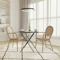 thumbnail image 1 of Emma + Oliver Set of Two Indoor/Outdoor Stacking Thonet Bistro Style Chairs with Arms, Natural & White PE Rattan Seat and Lt Nat Bamboo Metal Frame, 1 of 16
