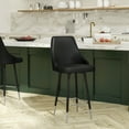 thumbnail image 1 of Emma + Oliver Set of Two Modern Counter Height Black Faux Leather Upholstered Dining Stools with Chrome Accented Metal Frames and Footrests, 1 of 13