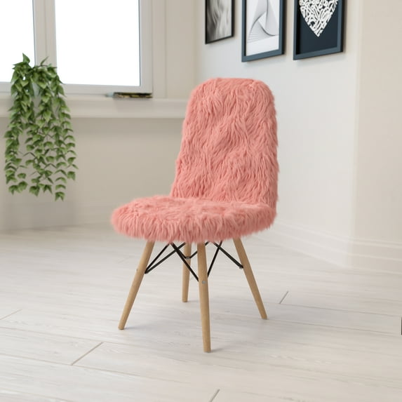 Emma + Oliver Shaggy Dog Hermosa Pink Accent Chair