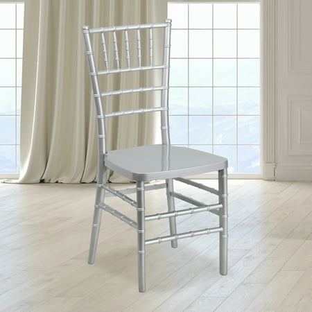 Emma + Oliver Silver Resin Stacking Chiavari Chair