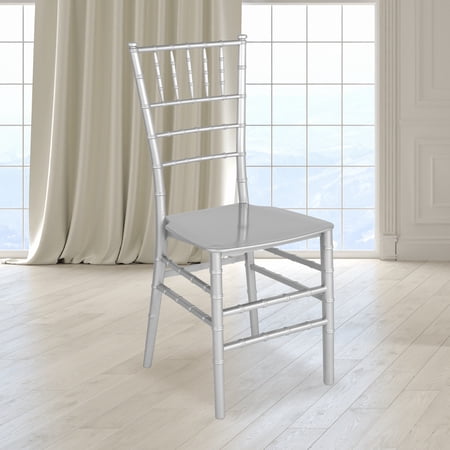 Emma + Oliver Silver Stackable Resin Chiavari Chair