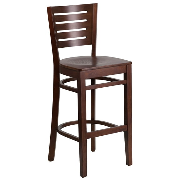 Emma + Oliver Slat Back Walnut Wood Barstool