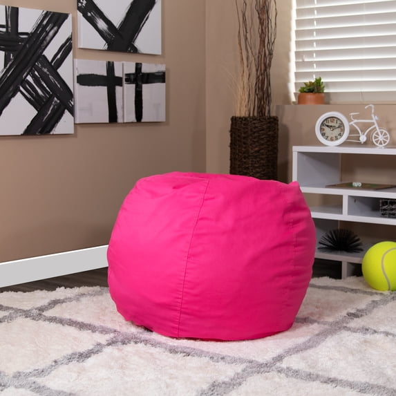 Emma + Oliver Small Solid Hot Pink Refillable Bean Bag Chair for Kids and Teens