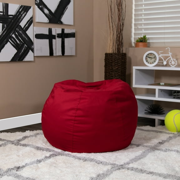 Emma + Oliver Small Solid Red Refillable Bean Bag Chair for Kids and Teens