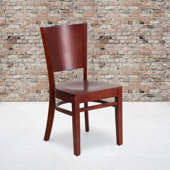 Emma + Oliver Solid Back Mahogany Wood Chair