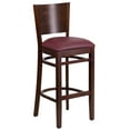 thumbnail image 1 of Emma + Oliver Solid Back Walnut Wood Barstool, Burgundy Vinyl Seat, 1 of 6