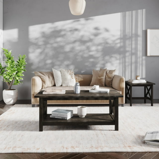 Emma + Oliver Solid Wood Farmhouse Style Coffee Table with Storage ...
