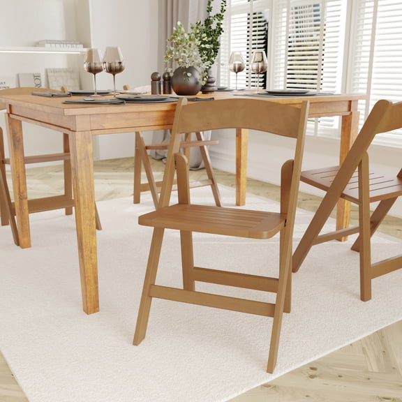 Emma + Oliver Solid Wood Foldable Dining Chair with Oak Finish
