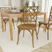 Emma + Oliver Solid Wood Stack Dining Chair with Decorative Back Design and Pecan Finish