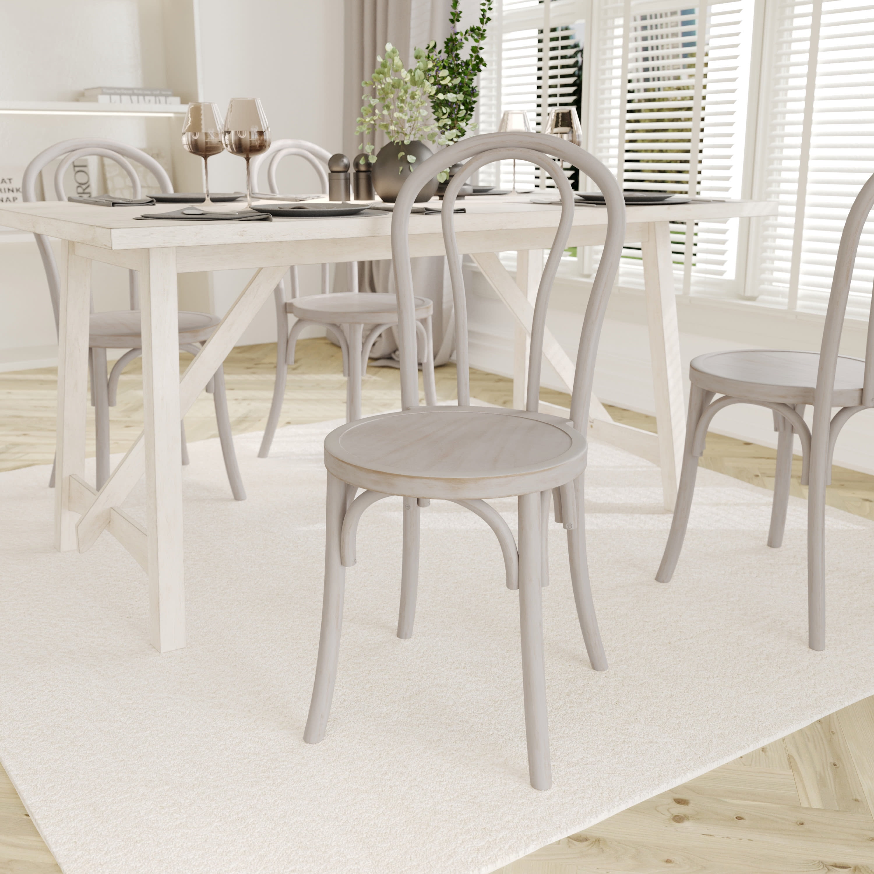Emma + Oliver Solid Wood Thonet Style Stack Dining Chair with