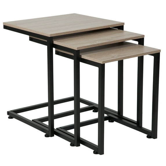 Emma + Oliver Sonoma Oak Wood Grain Finish Nesting Tables with Cantilever Base