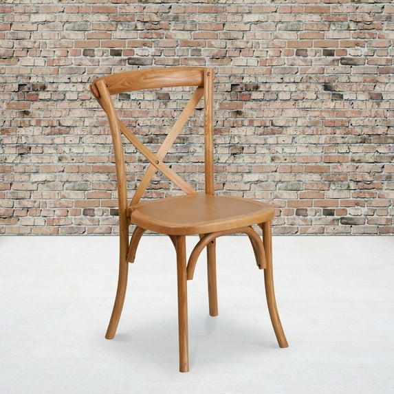 Emma + Oliver Stackable Oak Wood Cross Back Chair